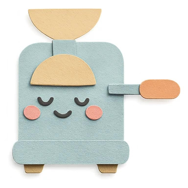 small home coffee roaster machine with blushing cheeks, soft pastel colors sticker
