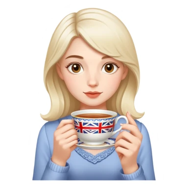 British girl sipping tea with well-defined natural hands holding teacup properly sticker