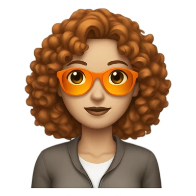 a curly brown hair white woman with sunglasses and a orange trucksuit  sticker