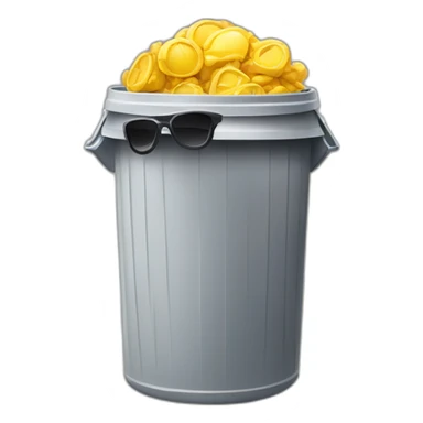 trash can with sunglasses, brain on top sticker