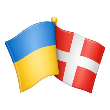 Ukrainian flag hugging Swiss flag   sticker