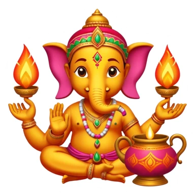 Create an Indian Emoji including 3 to 4 Indian festival. Make it creative and decorative.  sticker