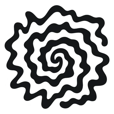 Transform the spiral into an extremely organic, chaotic, and random form with wildly irregular, unpredictable, and wavy lines, no symmetry, in the style of apple emojis. Keep the background transparent. sticker