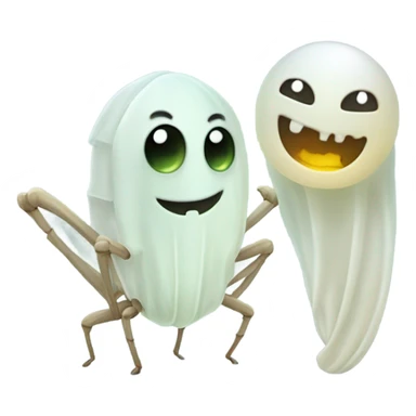 A cricket and a ghost being friends sticker