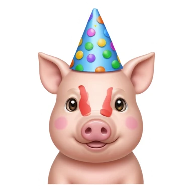 Party Pig – small pig with cone party hat and confetti sticker