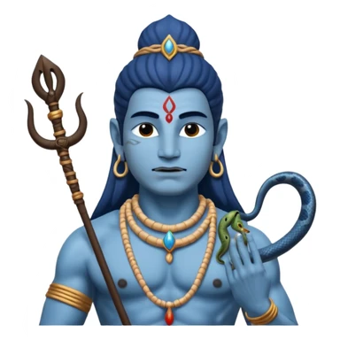 Mahadev real god  shiv not like cartoon  blue body and trishul and and had damru and nack around sanke  sticker