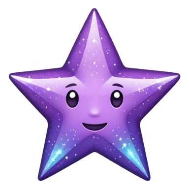 Estrela com 3 pontas roxa com glitter sticker