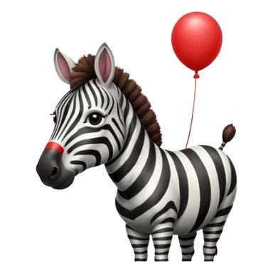 zebra holding red balloon in hand sticker