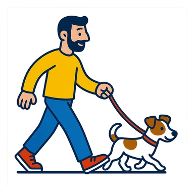 a man walking a Jack Russell Terrier sticker