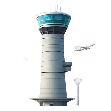 modern air traffic control tower, full size realistic sticker
