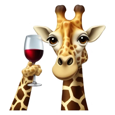 French giraffe holding red wineglass sticker