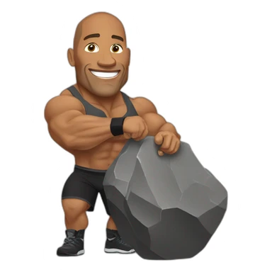 Dwayne Johnson lifting a rock sticker