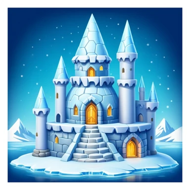 Ice castle wizard tower home for a penguin, magical igloo with spell books and potions sticker