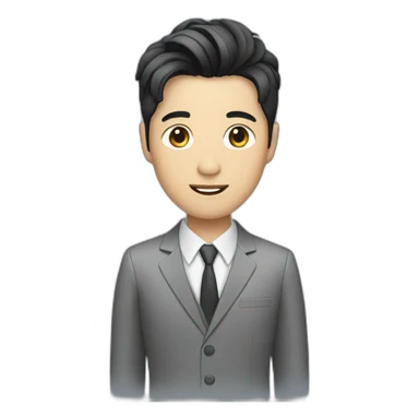 Asian guy with korean black hairstyle wearing suit sticker