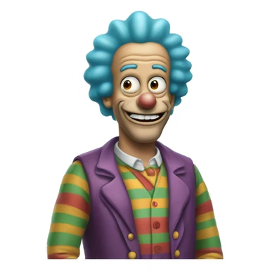 a human version of krusty the clown from simpson sticker