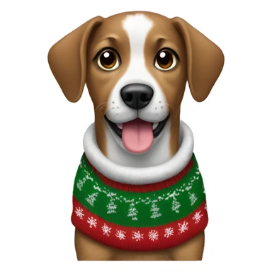 Dog wearing a Christmas sweater sticker