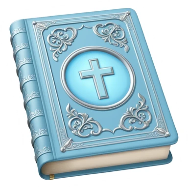 a pastel baby blue and silver bible glowing  sticker