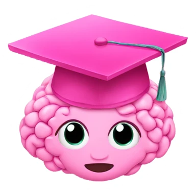 pink brain in a pink graduation hat sticker