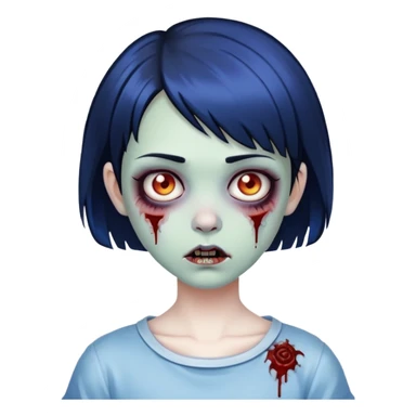 Zombie girl with short blue-black hair sticker