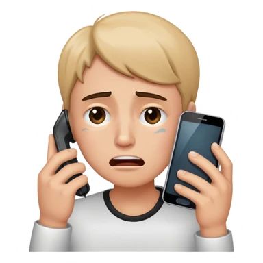 person crying over phone sticker