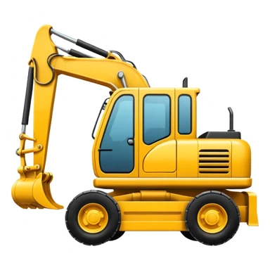 a digger construction vehicle, simple, bold, suitable for an emoji sticker