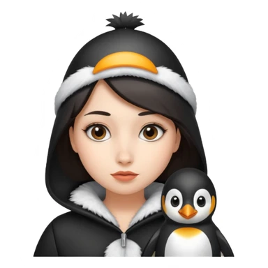 A girl with penguin outfit  sticker