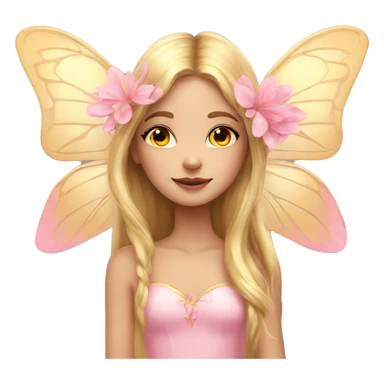 Beautiful, flower, fairy, pink, gold, long hair, butterfly wings sticker