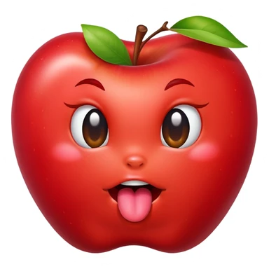 Apple with ￼tongue sticking out sticker