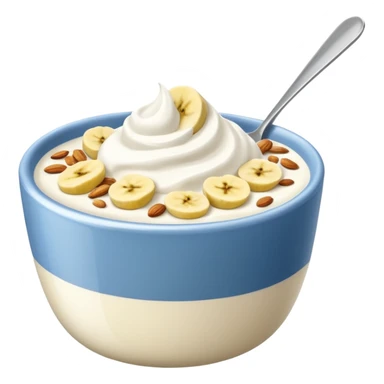 Crüsli-müsli, nøtter, blåbær, bananskiver, med Kefir-Biola-yoghurt i skål  sticker