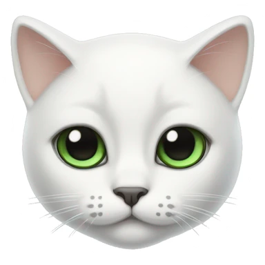 White cat black ears, black over right eye and green eyes sticker