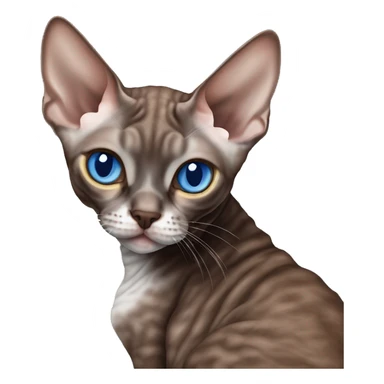 Chocolate Devon Rex cuddling grey Devon Rex with blue eyes sticker