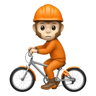 monkey wearing orange bicycle helmet, sweatshirt sticker