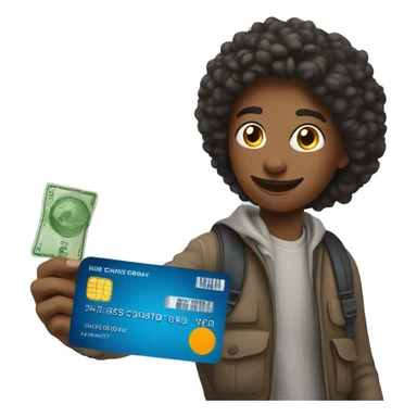 Student hoding bank card sticker