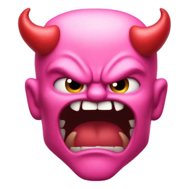 Angry pink devil sticker