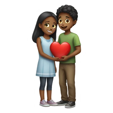 A boy giving heart to a girl sticker