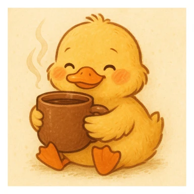 cute duck warmly holding a mug with both hands sticker