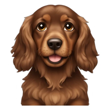 dark brown chubby puppy long hair teckel called zeus sticker