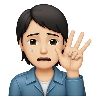 Smile with rock and roll hand while crying sticker