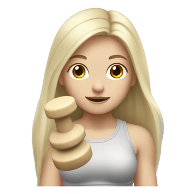 Pale girl with long ash blonde hair lifting weights sticker