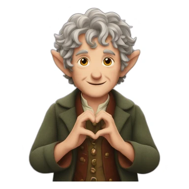 bilbo baggins making a heart with his hands sticker