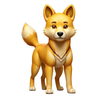 cinematic-dingo-realistic-full-body-standing-emoji,-lean-muscular-frame-poised-alertly,-golden-amber-fur-glowing-in-the-sun,-head-tilted-dramatically,-sharp-dark-eyes-filled-with-cunning,-simplified-yet-realistic-focused-features,-highly-detailed,-glowing-with-an-almost-sarcastic-glow sticker