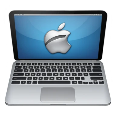 "iOS style laptop emoji, silver with a visible screen and keyboard, smooth texture, no background" sticker