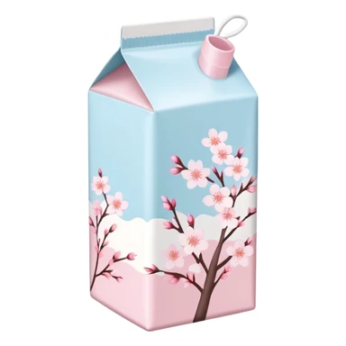 Cute Pastel  pink and white Cherry Blossom Sakura Milk Carton sticker