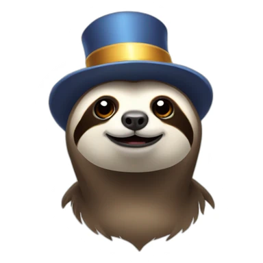 a sloth with a magic hat sticker