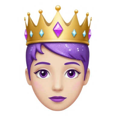 purple non-binary people glitter crown sticker