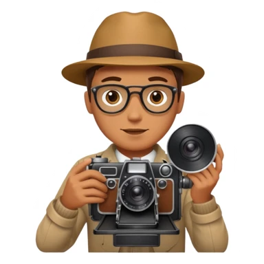 Photographer with vintage film camera,single camera sticker