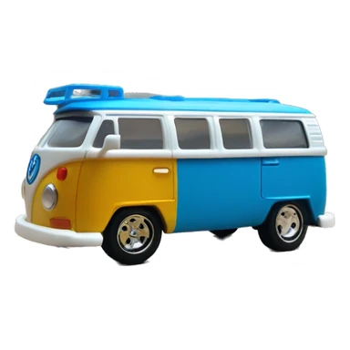 Side view.Mattel hot wheels Volkswagen Kool Kombi.tooned.car.blue  sticker