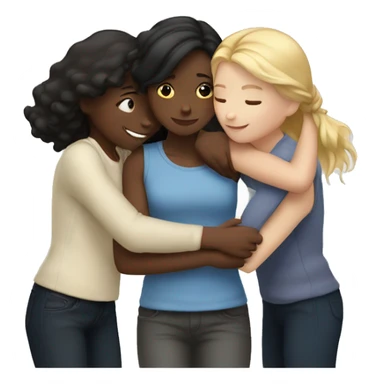 Hug three girls, one Black One, White, With Brown air and One with blond hair sticker