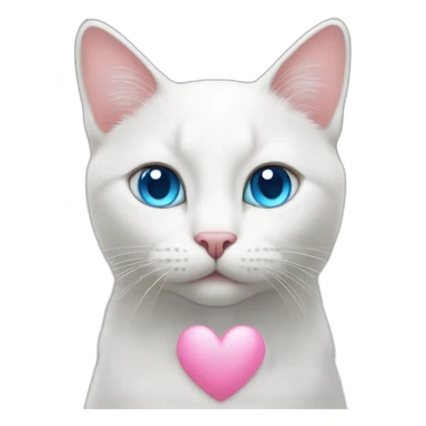 White cat with blue eyes in pink heart  sticker