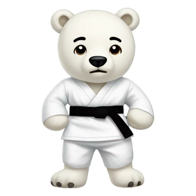 Polar bear stuffed animal with karate outfit black belt  sticker